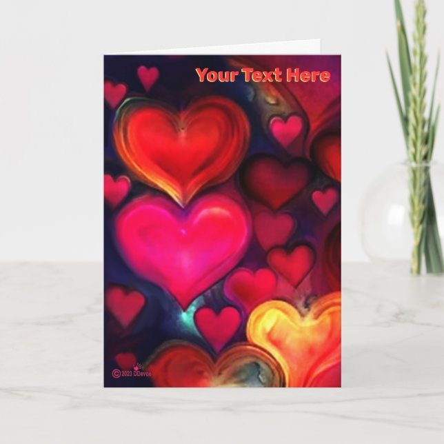 Colourful Multi Hearts Valentine Holiday Card (Front)