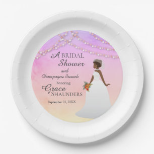 Colourful Multi-hued Bridal Shower Round Paper Pl Plate