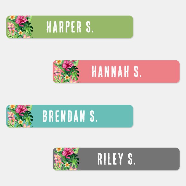 Colourful Multi-Name Skinny Iron On Labels (Group)
