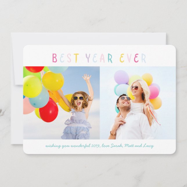 Colourful multi photo new year card (Front)