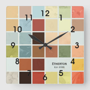Colourful Multi Tiles Pattern Wall Clock