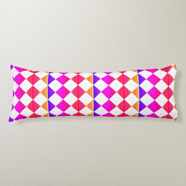 Colourful Multicolor Chequered Diamond Pattern Body Cushion (Front)