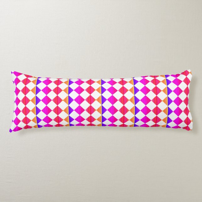 Colourful Multicolor Chequered Diamond Pattern Body Cushion (Front)