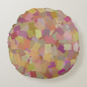 Colourful Multicolor Cubism Abstract Pattern Round Cushion