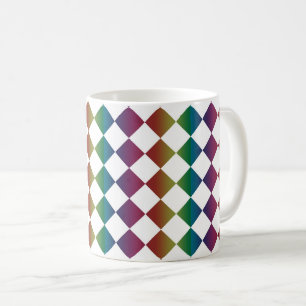 Colourful Multicolor Diamond Harlequin Chequered  Coffee Mug