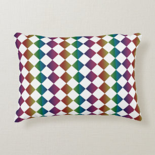 Colourful Multicolor Diamond Harlequin Chequered Decorative Cushion