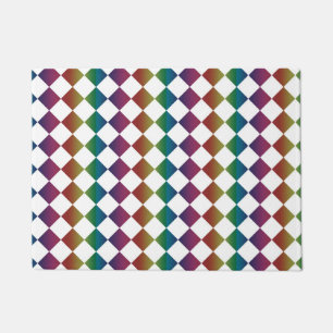 Colourful Multicolor Diamond Harlequin Chequered  Doormat