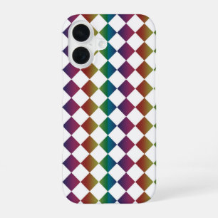Colourful Multicolor Diamond Harlequin Chequered iPhone 16 Case