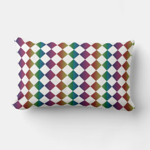 Colourful Multicolor Diamond Harlequin Chequered  Lumbar Cushion