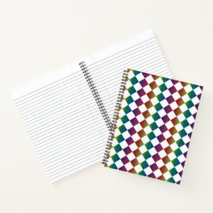 Colourful Multicolor Diamond Harlequin Chequered Notebook