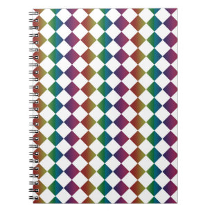 Colourful Multicolor Diamond Harlequin Chequered Notebook