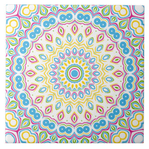 Colourful Multicolor Mandala Pattern Ceramic Tile