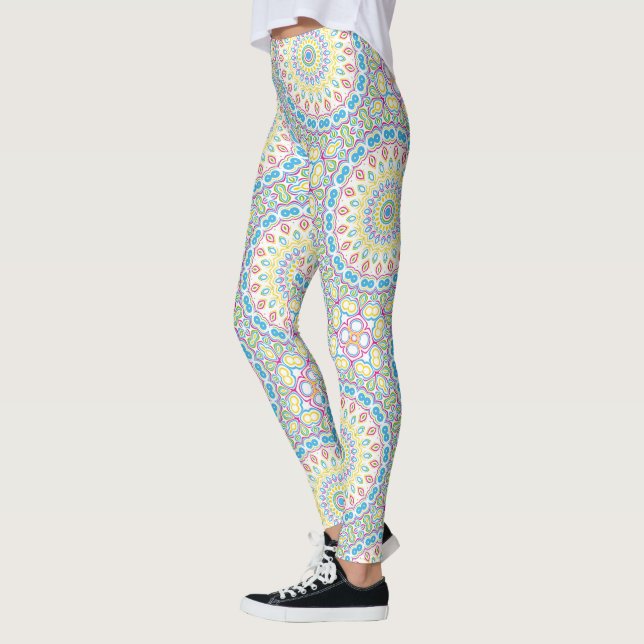 Colourful Multicolor Mandala Pattern Leggings (Left)