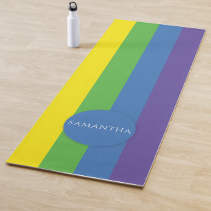Colourful Multicolor Modern Personalised Name Yoga Mat
