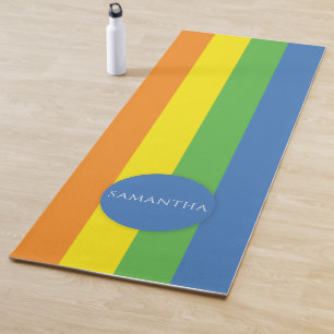 Colourful Multicolor Modern Personalised Name Yoga Mat