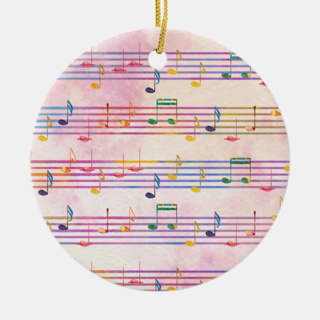 Colourful Multicolor Music Note  Classic  Ceramic Ornament (Front)