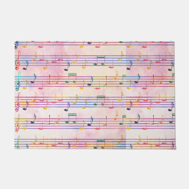 Colourful Multicolor Music Note Musician Doormat (Front)