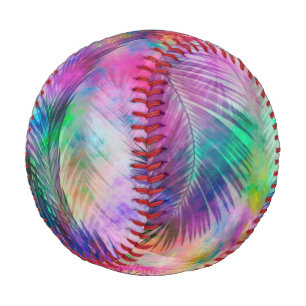 Colourful Multicolor Tropical Palm Leaves Baseball