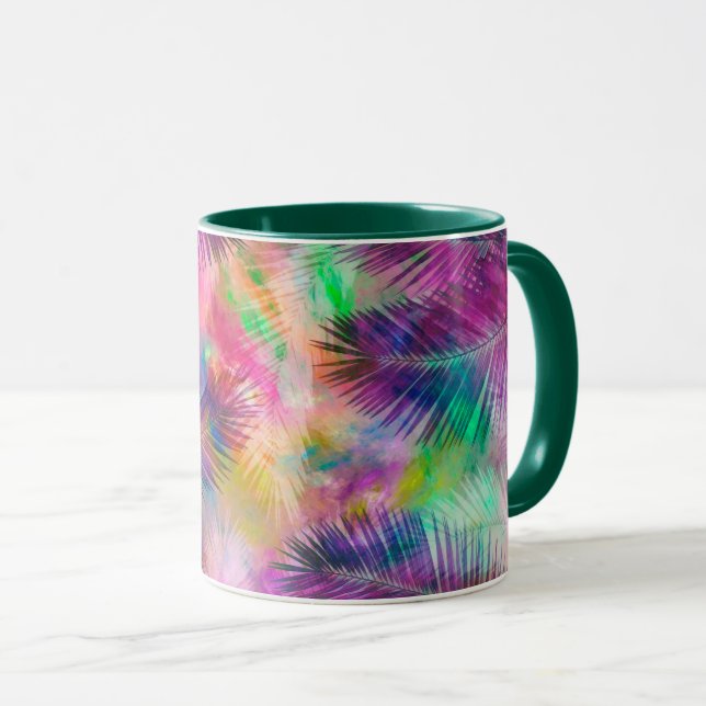 Colourful Multicolor Tropical Palm Leaves Mug (Front Right)