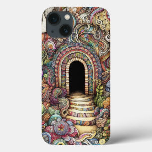 Colourful Multicolored Cave Doodle Design iPhone 13 Case