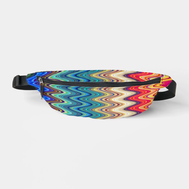 Colourful Multicolored Elegant Wavy Pattern Bum Bags (Front)