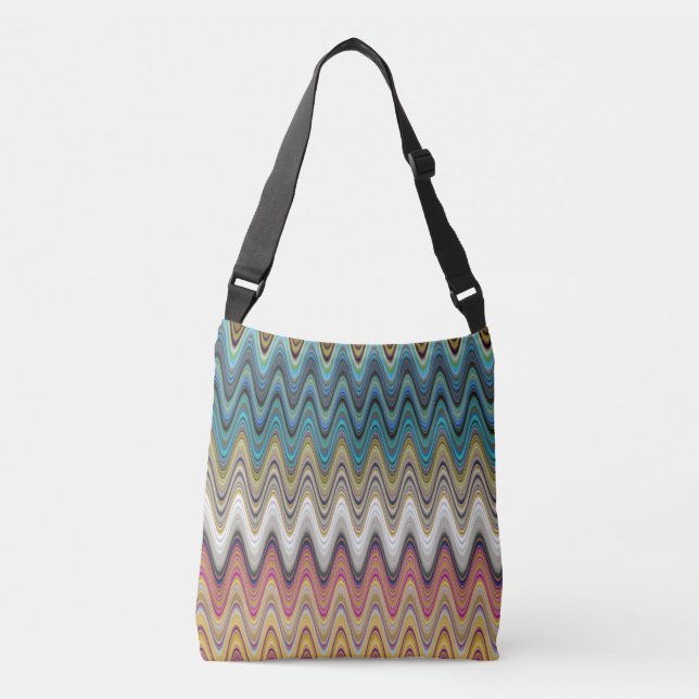 Colourful Multicolored Elegant Wavy Pattern Crossbody Bag (Front)