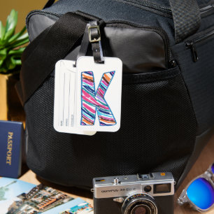 Colourful Multicolored Letter K as in Kay Luggage Tag