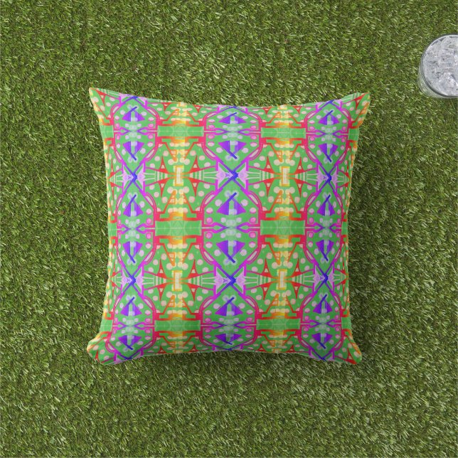 Colourful Multicolored Pattern  Cushion (Grass)