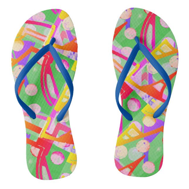 Colourful Multicolored Pattern  Thongs (Footbed)