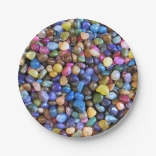 Colourful Multicolored Pebbles Paper Plate