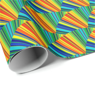Colourful Multicolored Radiant Stripes Fan Shaped Wrapping Paper