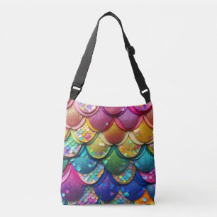 Colourful Multicolored Rainbow Mermaid Tail Print Crossbody Bag
