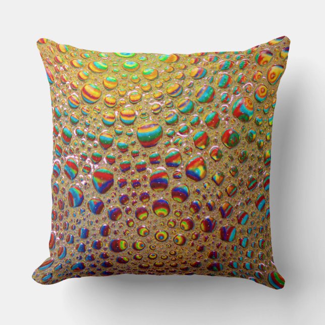 Colourful Multicolored Soap Bubbles Art Cushion (Front)