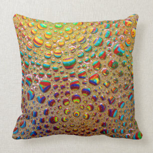 Colourful Multicolored Soap Bubbles Art Cushion