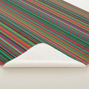 Colourful Multicolored Stripes Sherpa Blanket