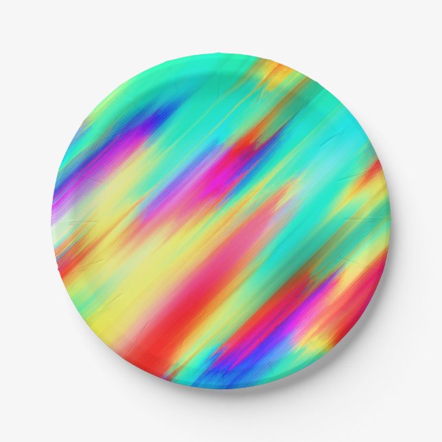Colourful Multicoloured Abstract Pattern Paper Plate (Front)