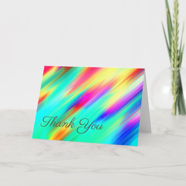 Colourful Multicoloured Abstract Pattern Thank You Card (Front)
