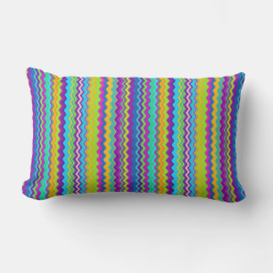Colourful Multicoloured Lined Zigzag Pattern Lumbar Cushion