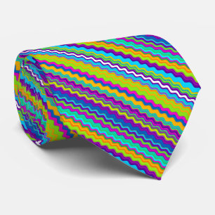 Colourful Multicoloured Lined Zigzag Pattern Tie