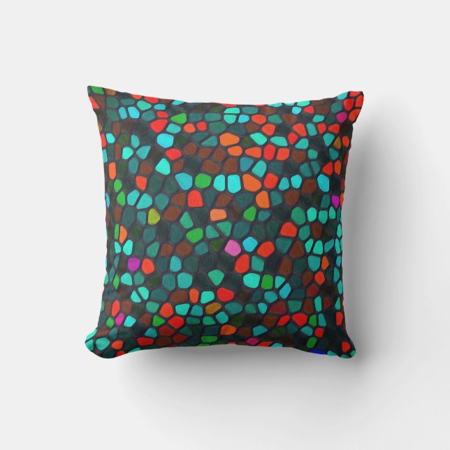 Colourful Multicoloured Mosaic Pattern Cushion (Front)