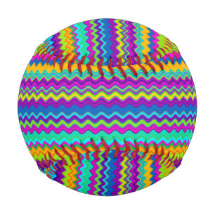 Colourful Multicoloured Wavy Line Pattern Baseball