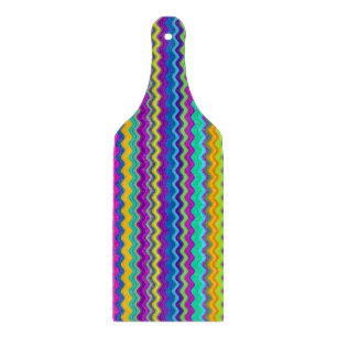 Colourful Multicoloured Wavy Line Pattern Cutting Board