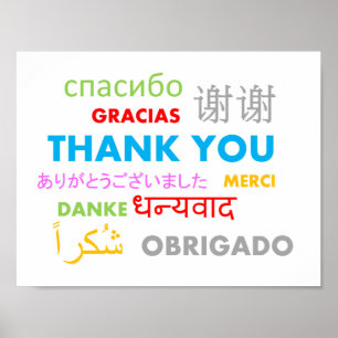Colourful Multiple Language Thank You Poster