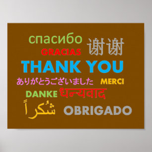 Colourful Multiple Language Thank You Poster