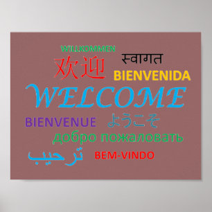 Colourful Multiple Language Welcome Poster