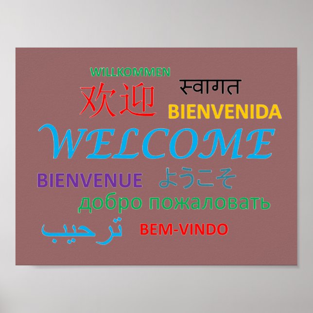 Colourful Multiple Language Welcome Poster (Front)
