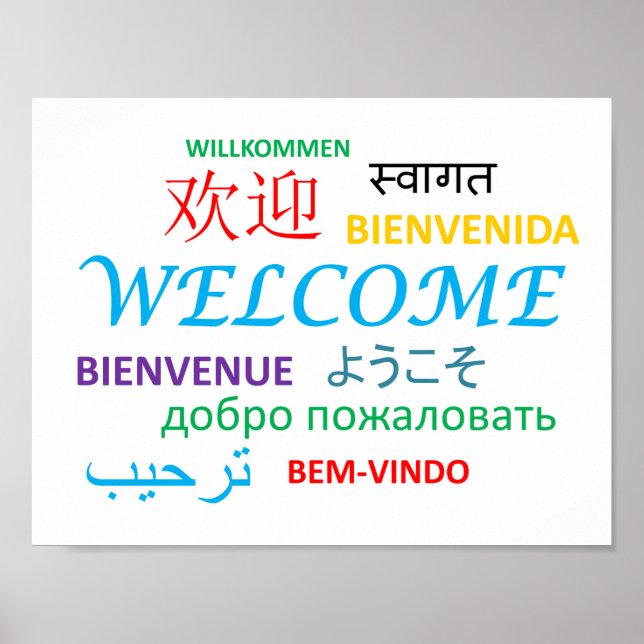 Colourful Multiple Language Welcome Poster (Front)