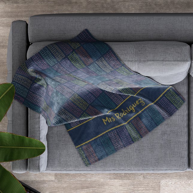 Colourful Multiplication Tables Pattern on Navy Fleece Blanket (Creator Uploaded)