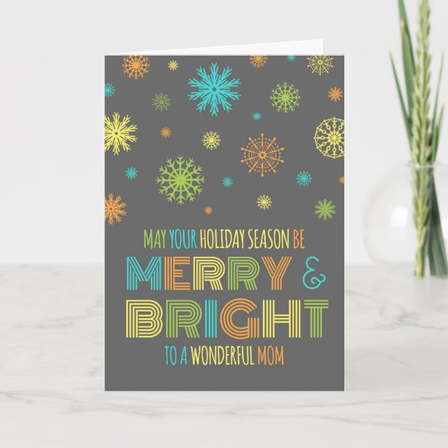 Colourful Mum Merry & Bright Christmas Card (Front)
