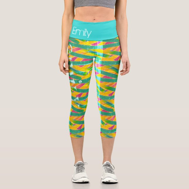 Colourful Mummy Wrap seamless design Personalised  Capri Leggings (Front)
